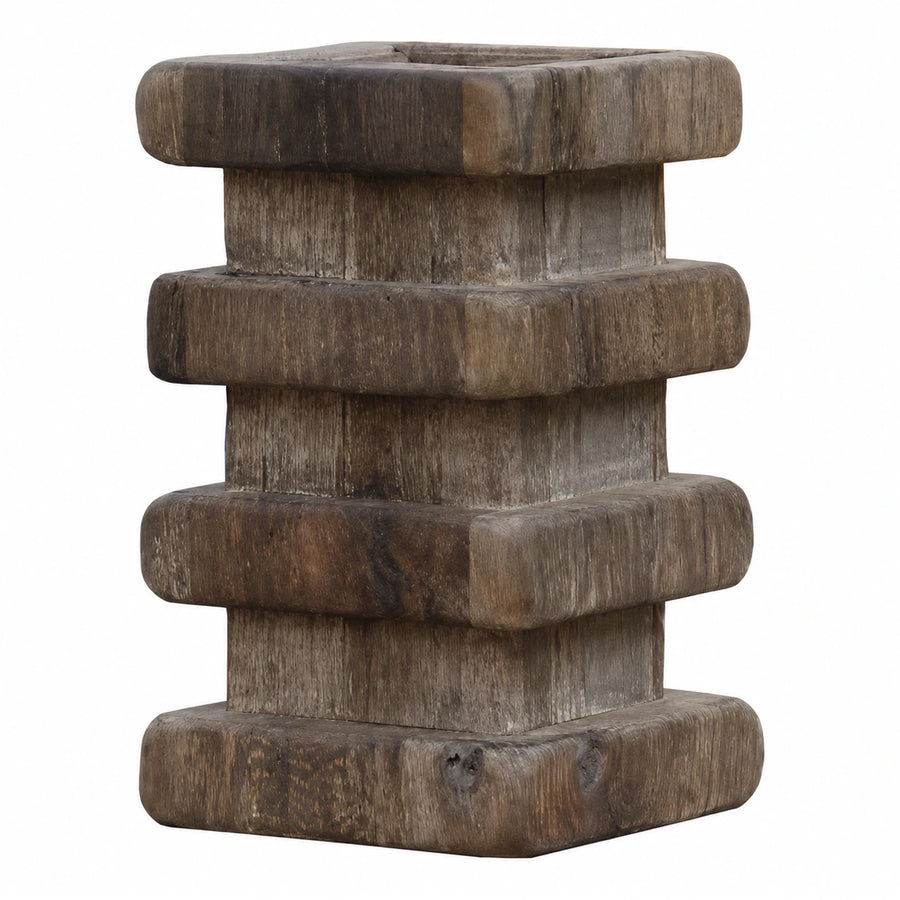 Rustic Wooden Tiered Pedestal Stool