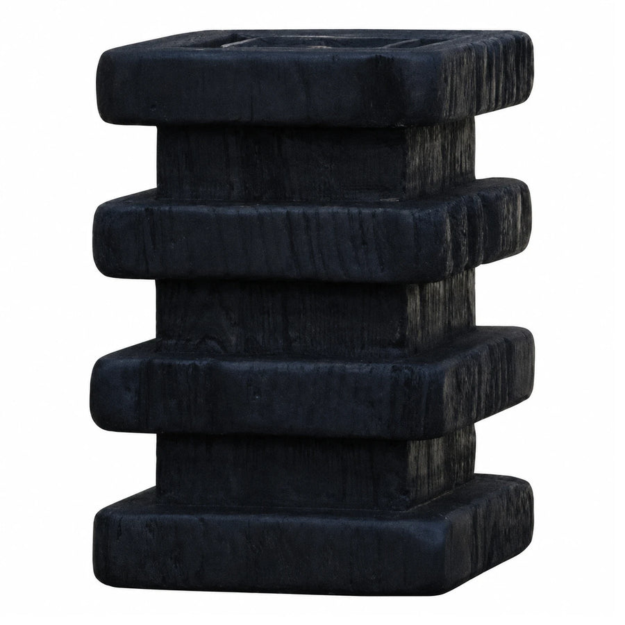 Black Stacked Wood Side Table