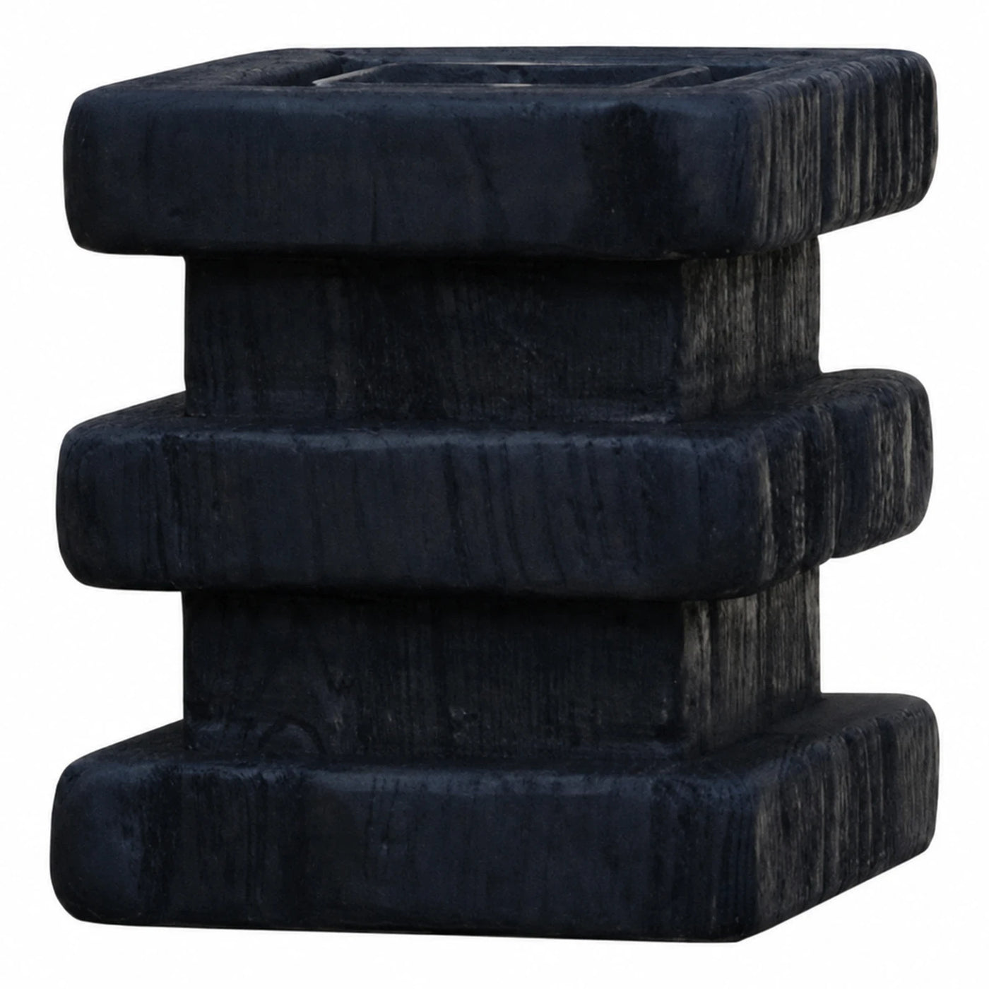 Black Stone Tiered Square Side Table