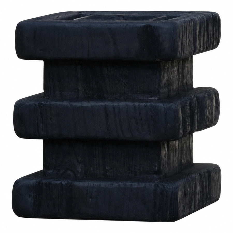 Black Stone Tiered Square Side Table
