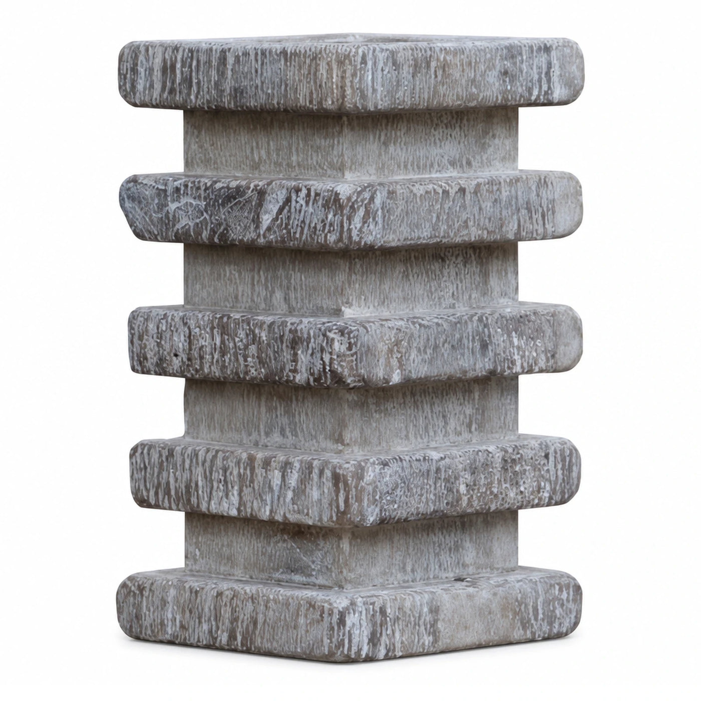 Textured Stone Tiered Side Table