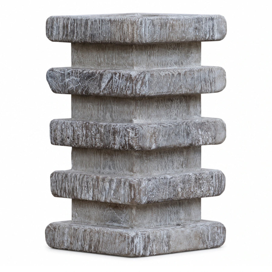 Textured Stone Tiered Side Table