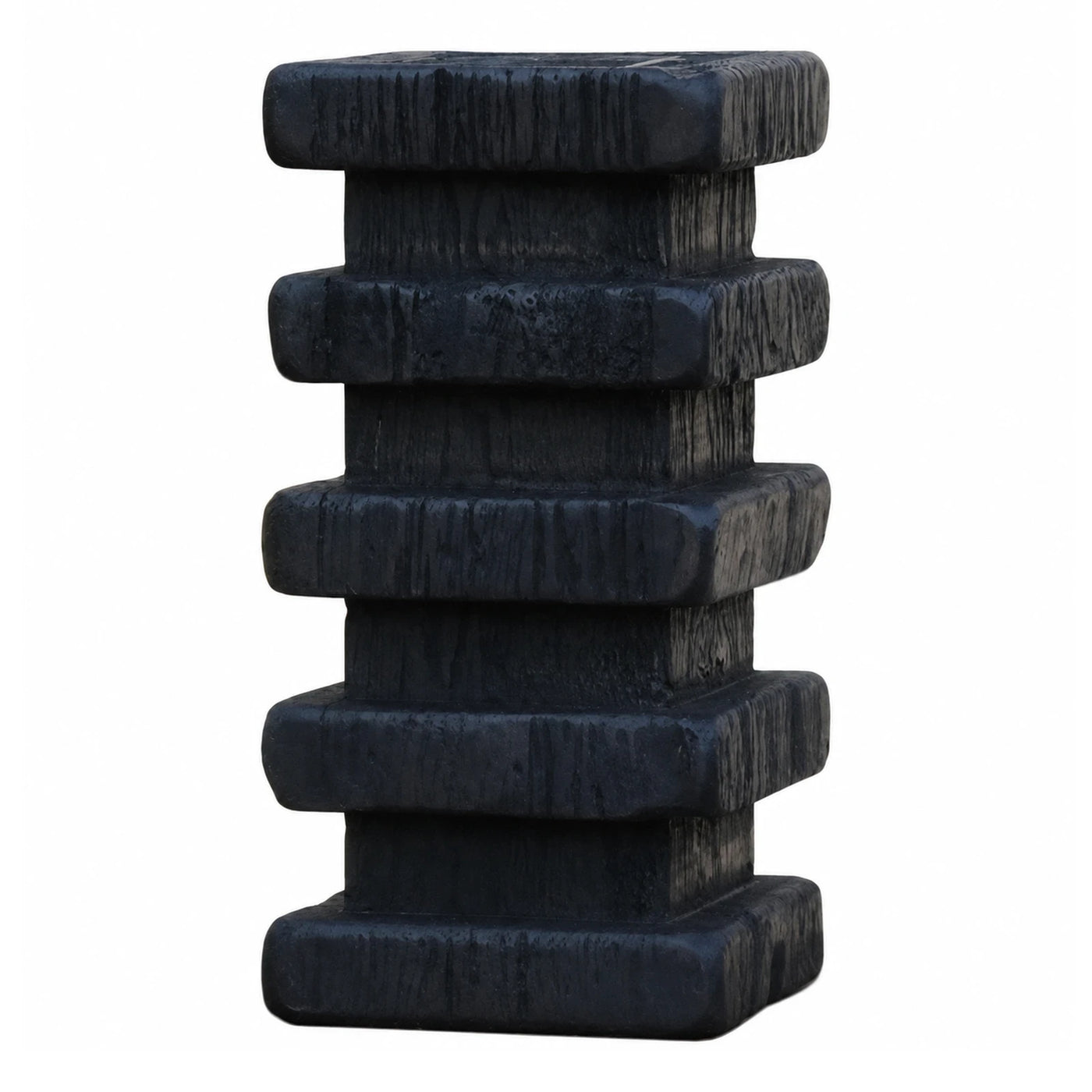 Black Textured Stacked Block Side Table