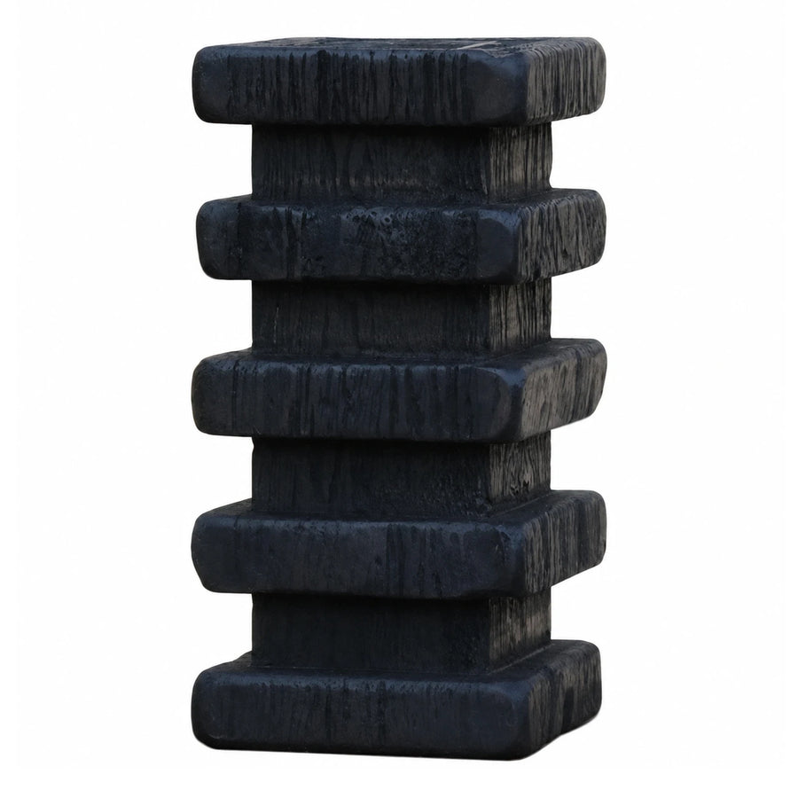 Black Textured Stacked Block Side Table