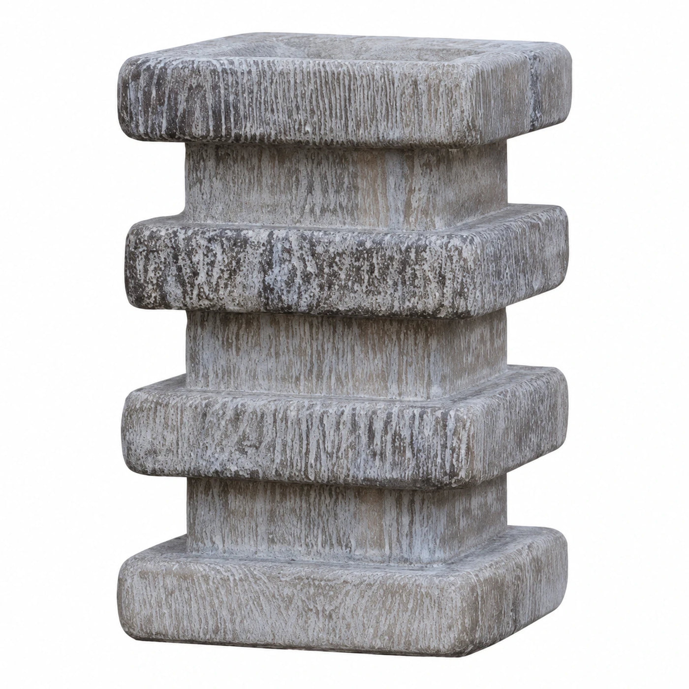 Tiered Textured Stone Side Table