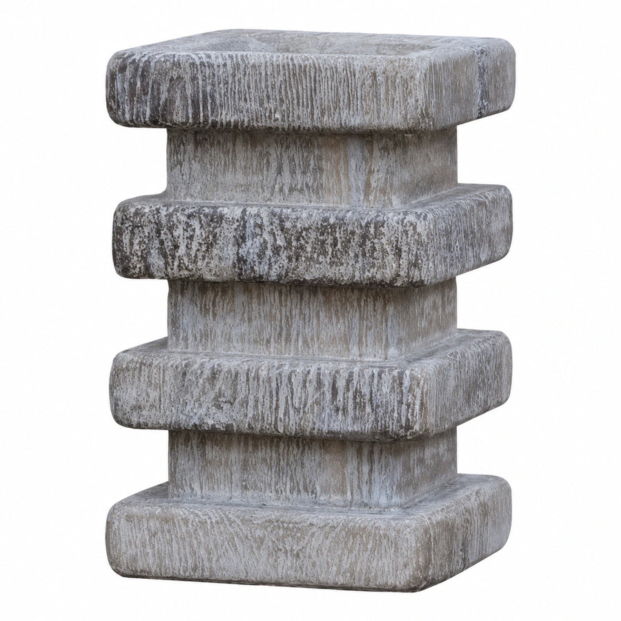 Tiered Textured Stone Side Table