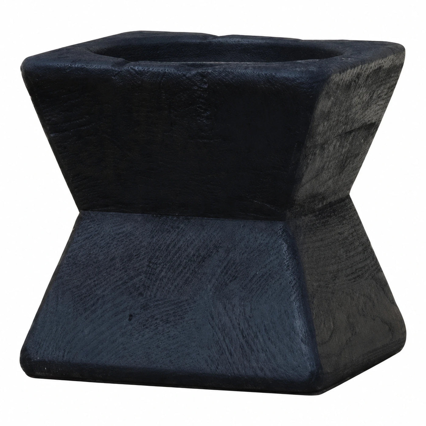 Black Wooden Hexagonal Side Table