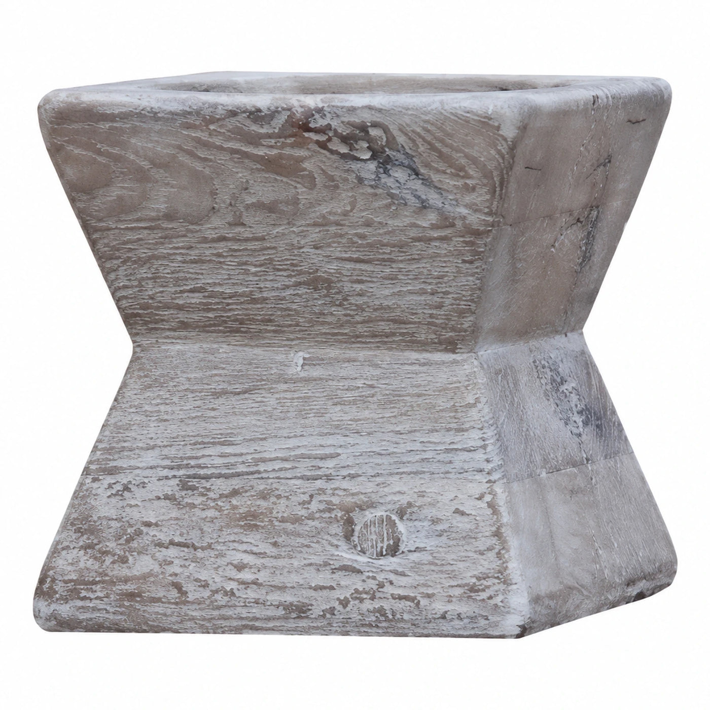 Square Stone Side Table with Hourglass Shape