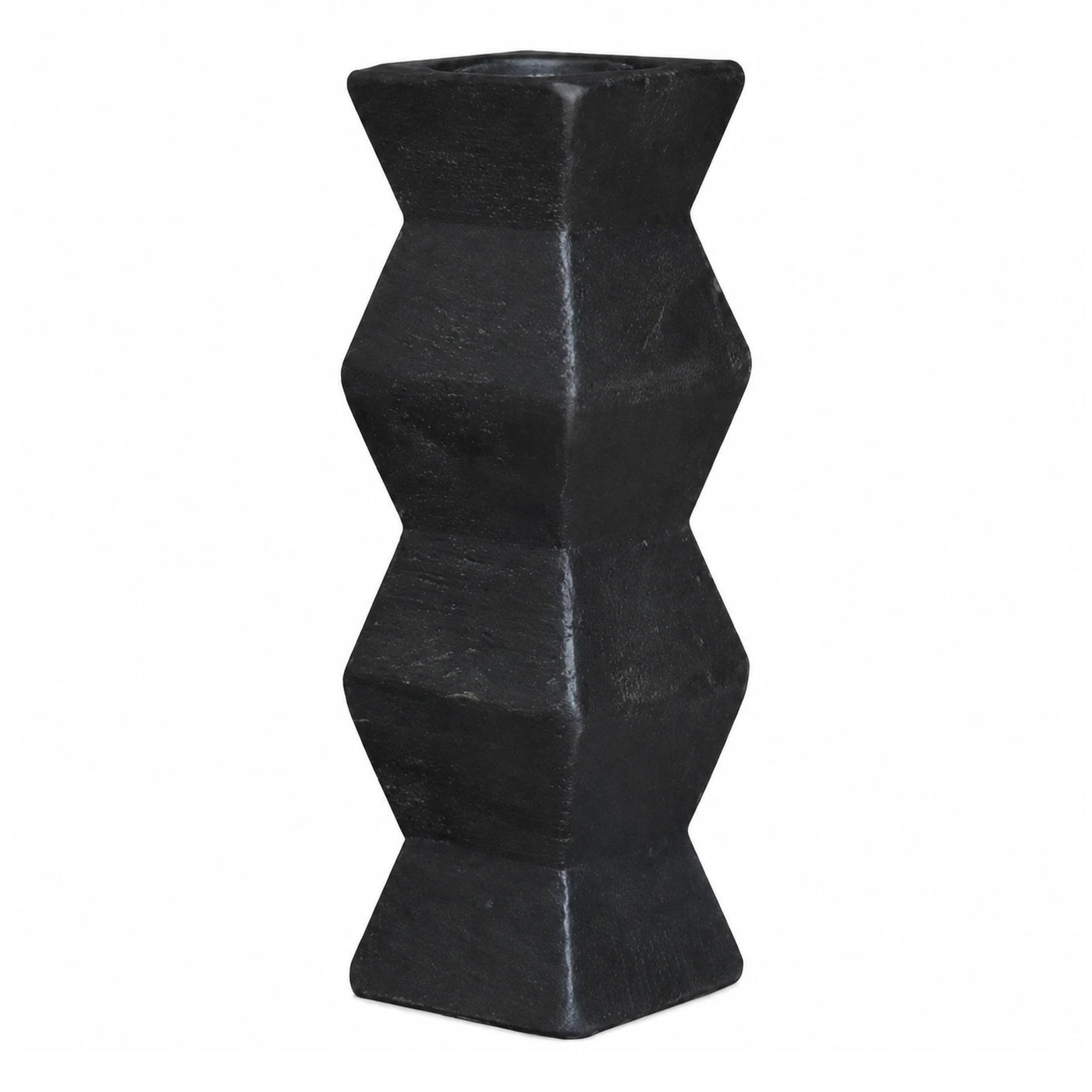 Black Geometric Stone Vase Sculpture