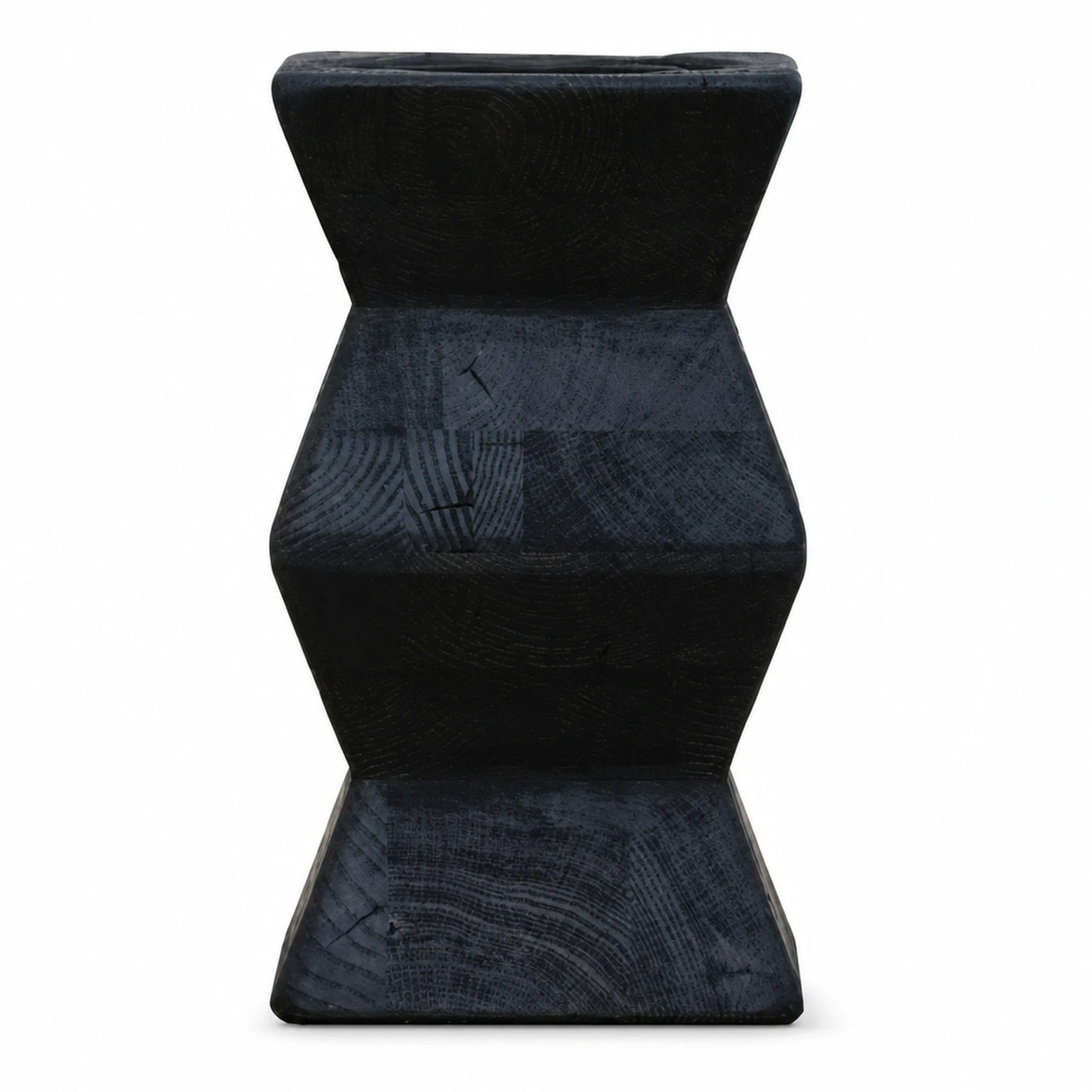 Black Geometric Wood Stool