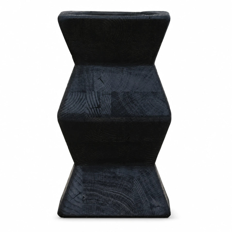 Black Geometric Wood Stool