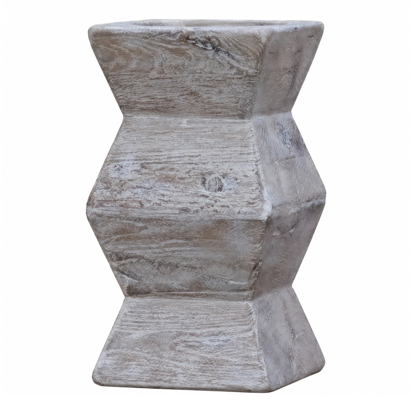 Geometric Stone Side Table with Textured Finish