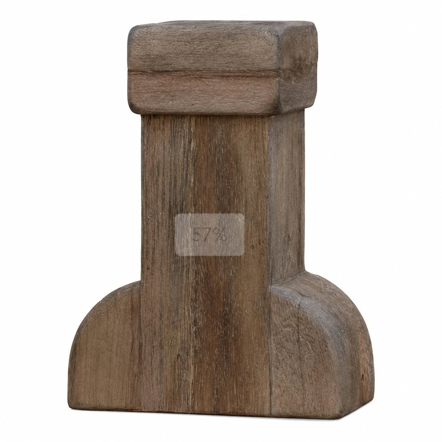 Rustic Wooden Stool with Curved Base