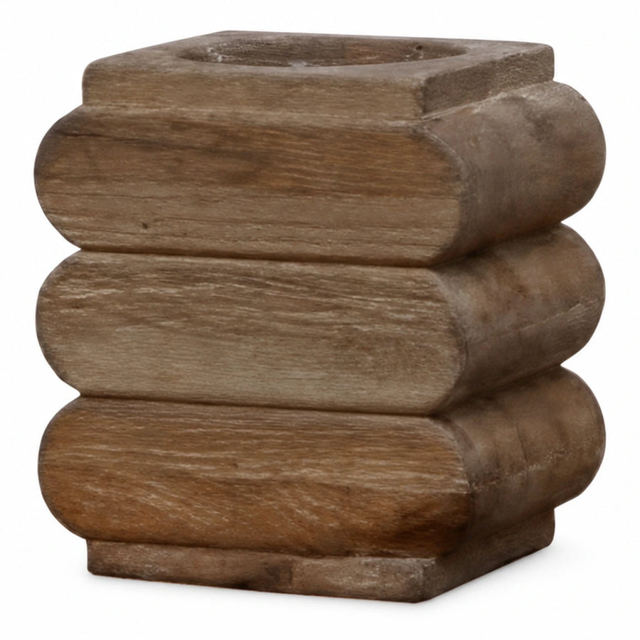 Rustic Wooden Log Candle Holder