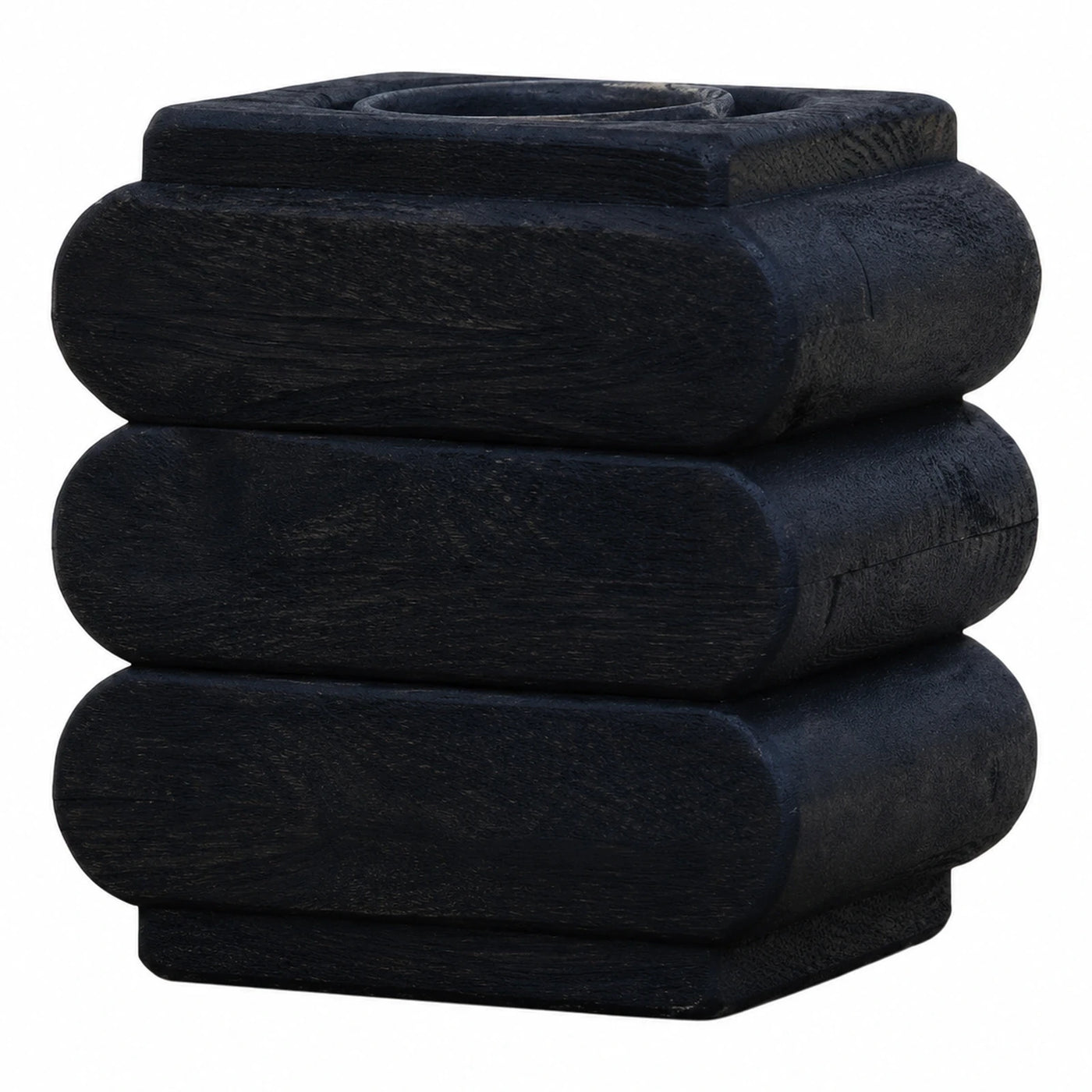 Black Wooden Hexagonal Candle Holder
