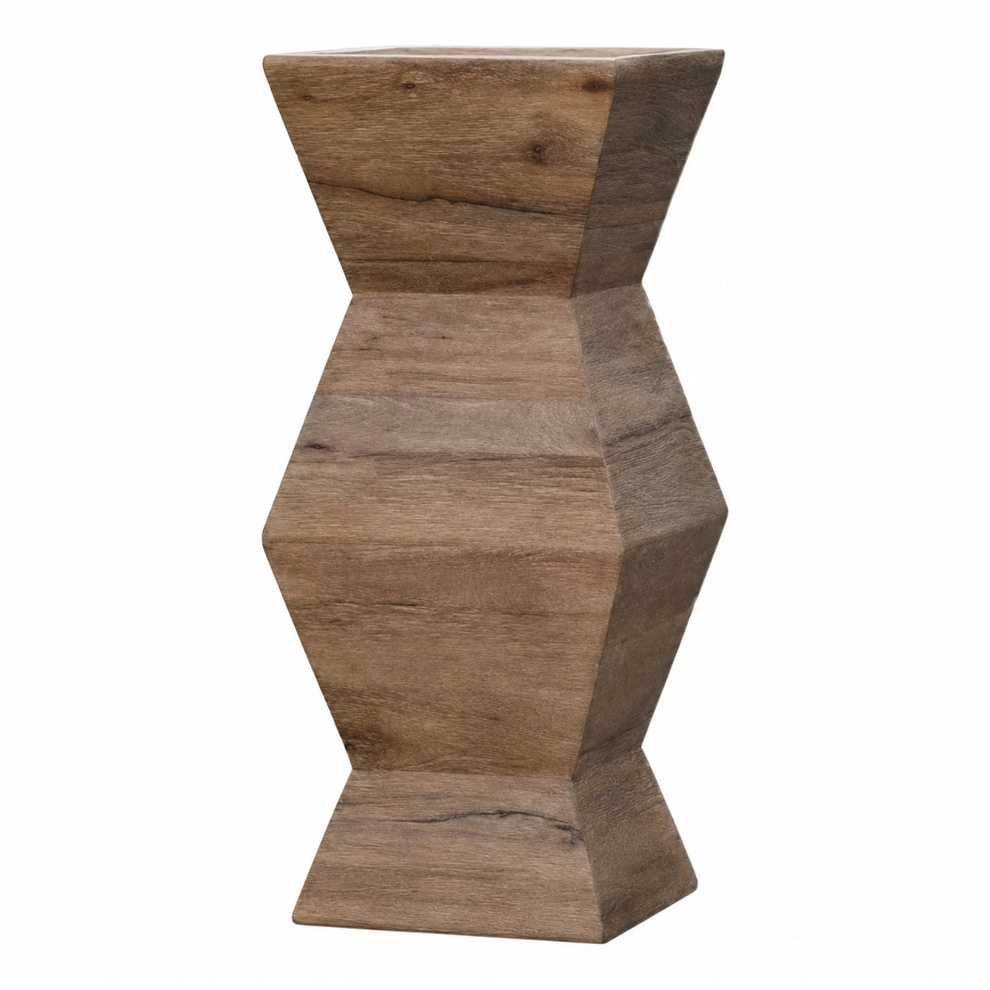 Geometric Wooden Accent Table with Faceted Design