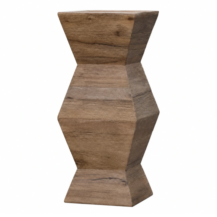 Geometric Wooden Accent Table with Faceted Design