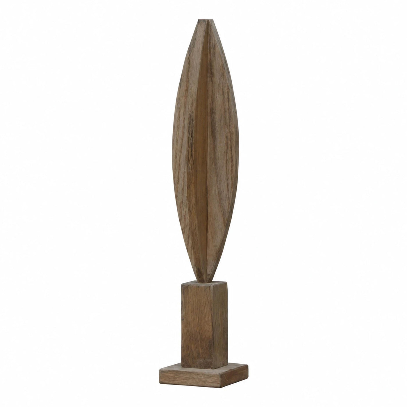 Wooden Leaf Sculpture on Square Base