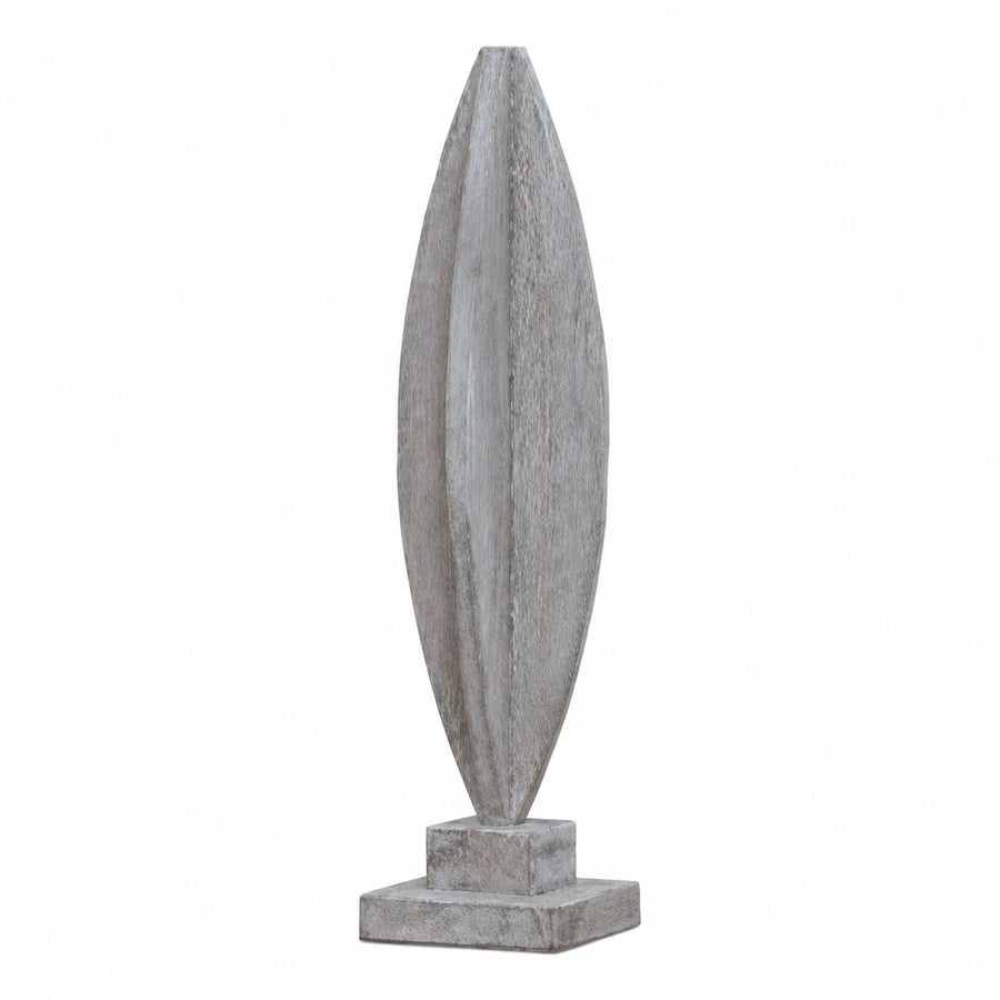 Tall Grey Wood Sculptural Finial Decor