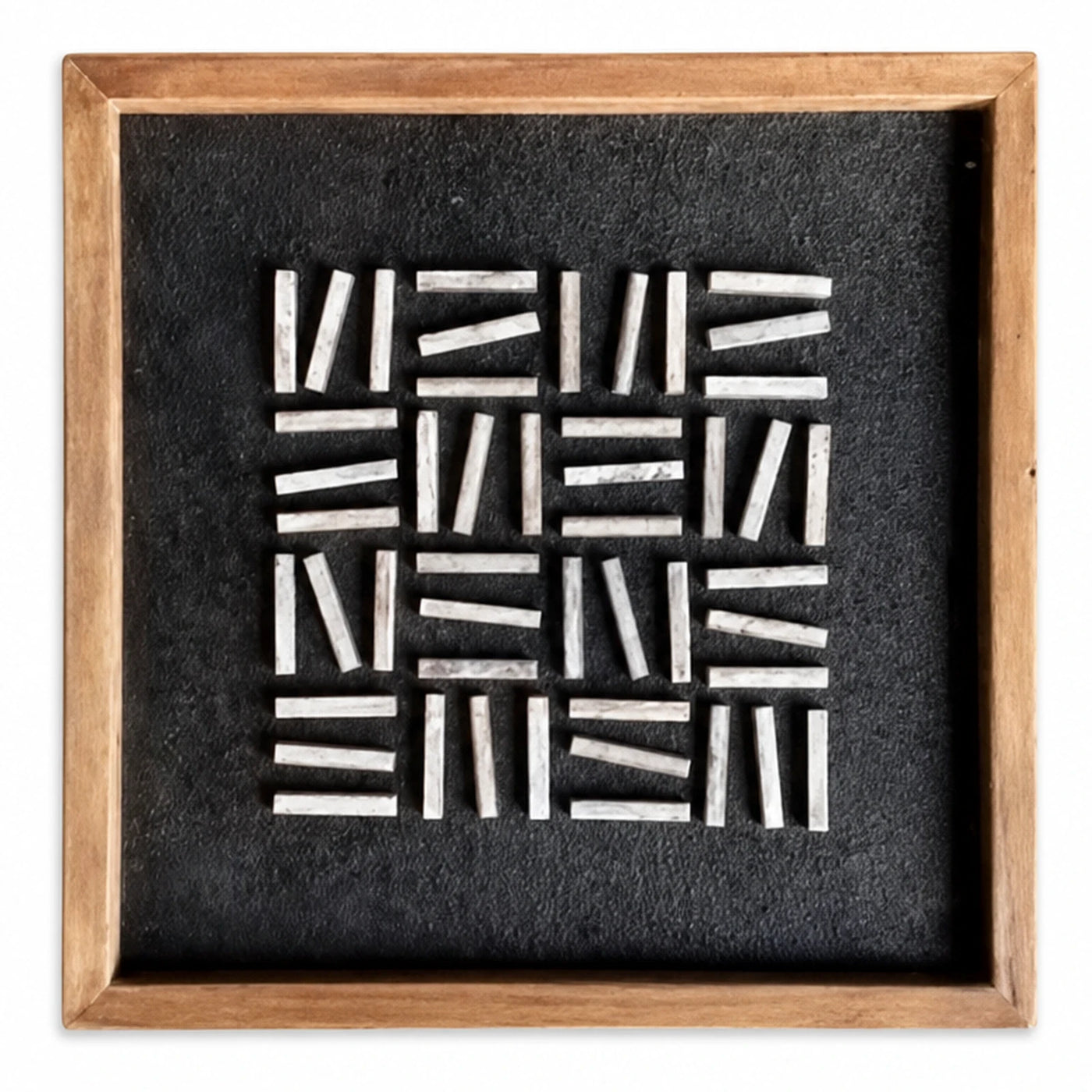 Square Wood Frame Wall Art with Geometric Pattern