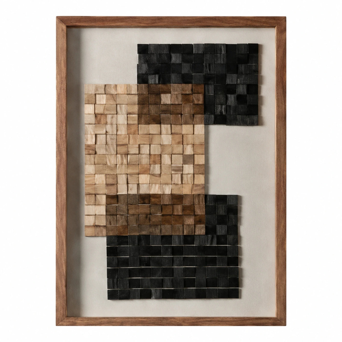 Framed Geometric Wood Block Wall Art