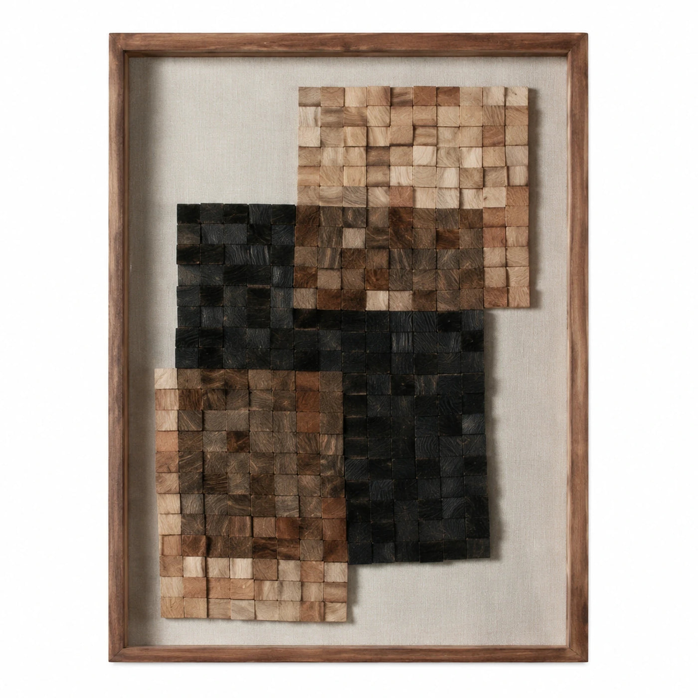 Framed Wood Block Mosaic Wall Art