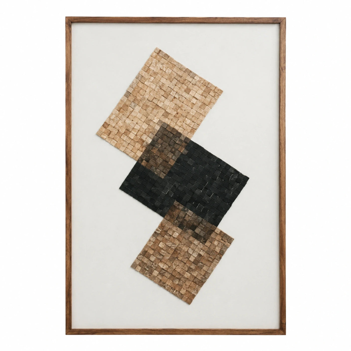 Framed Abstract Leather Mosaic Wall Art