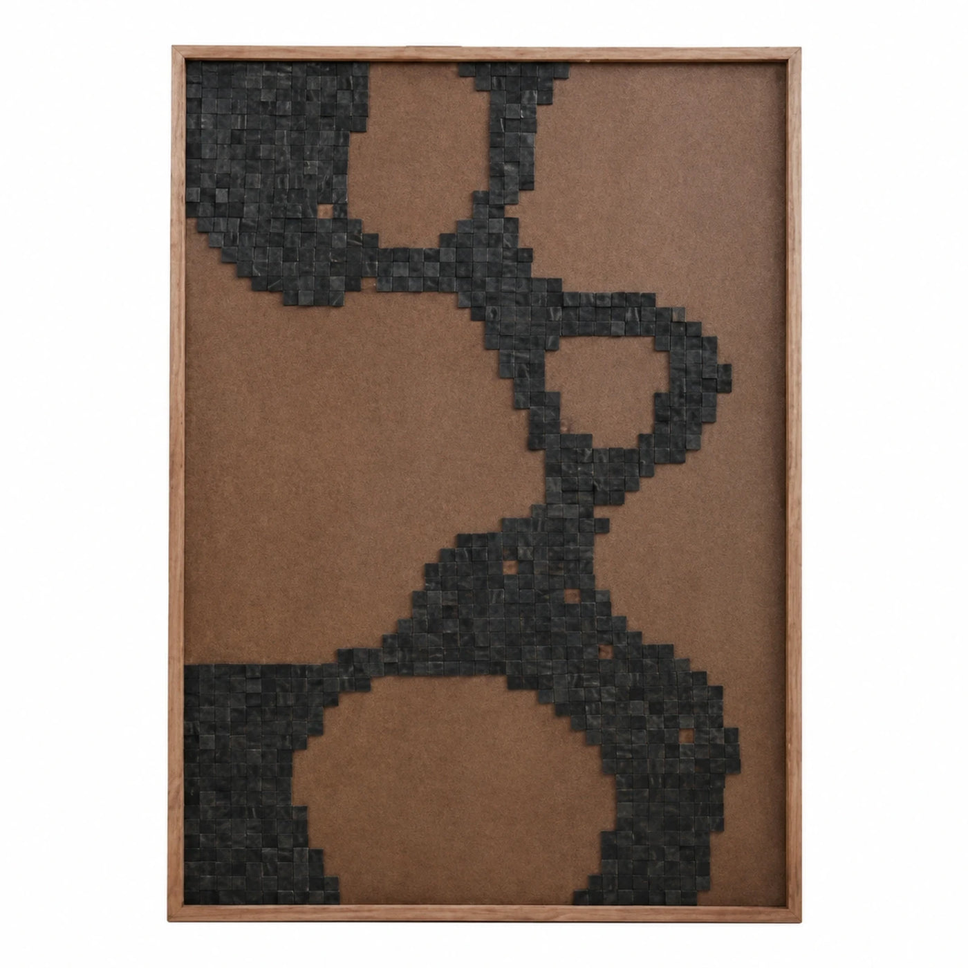 Abstract Black Mosaic Wall Art in Wood Frame