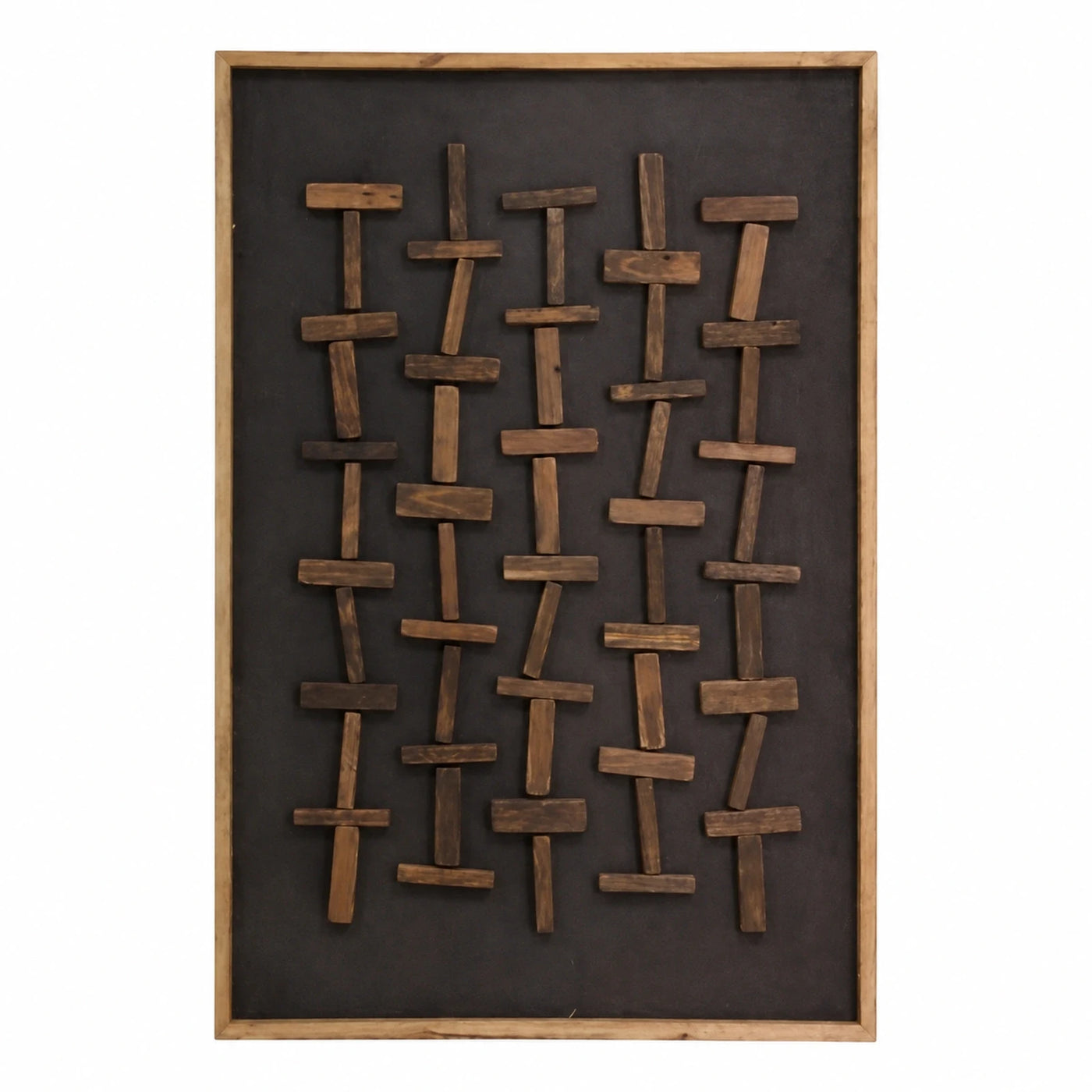 Framed Wooden Wall Art with Abstract Geometric Pattern