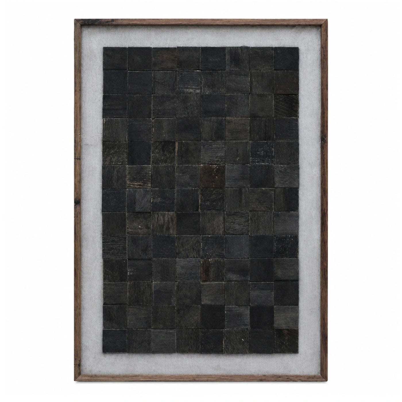 Framed Black Wood Mosaic Wall Art Panel