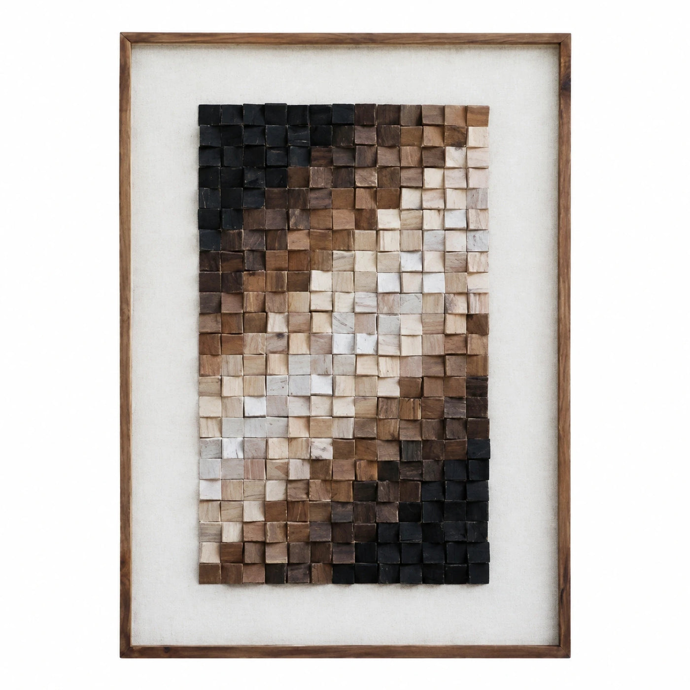 Framed Wood Block Mosaic Wall Art Panel