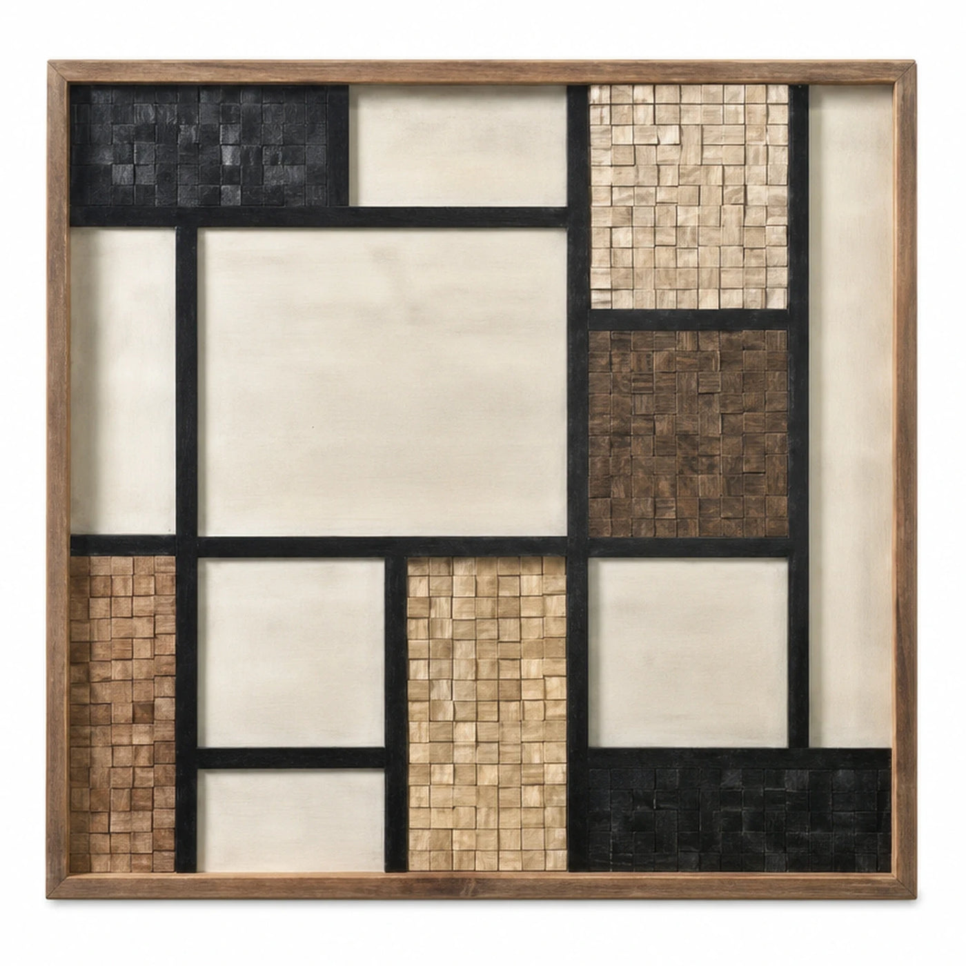 Geometric Wood Mosaic Wall Art Panel