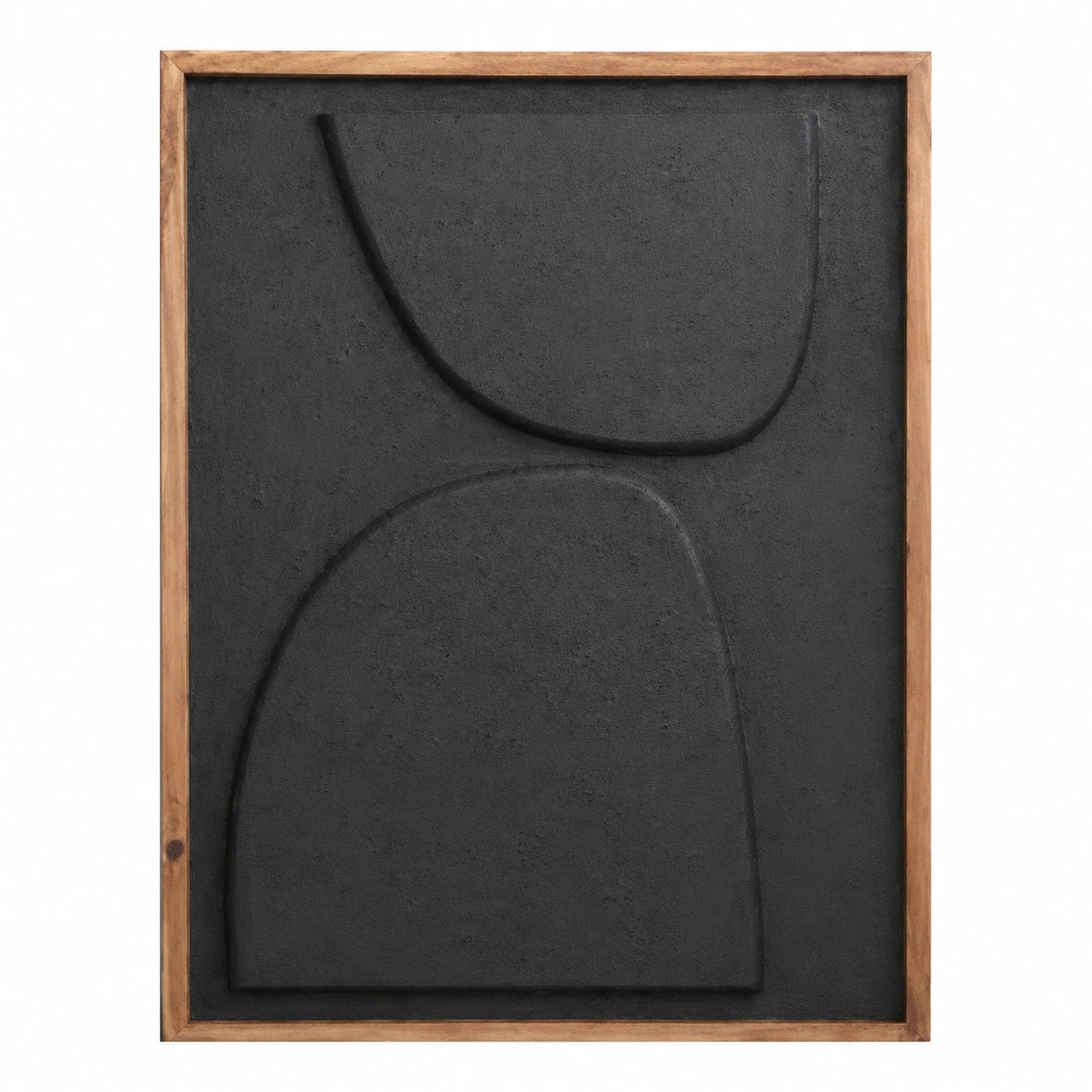 Abstract Black Textured Wall Art with Wood Frame