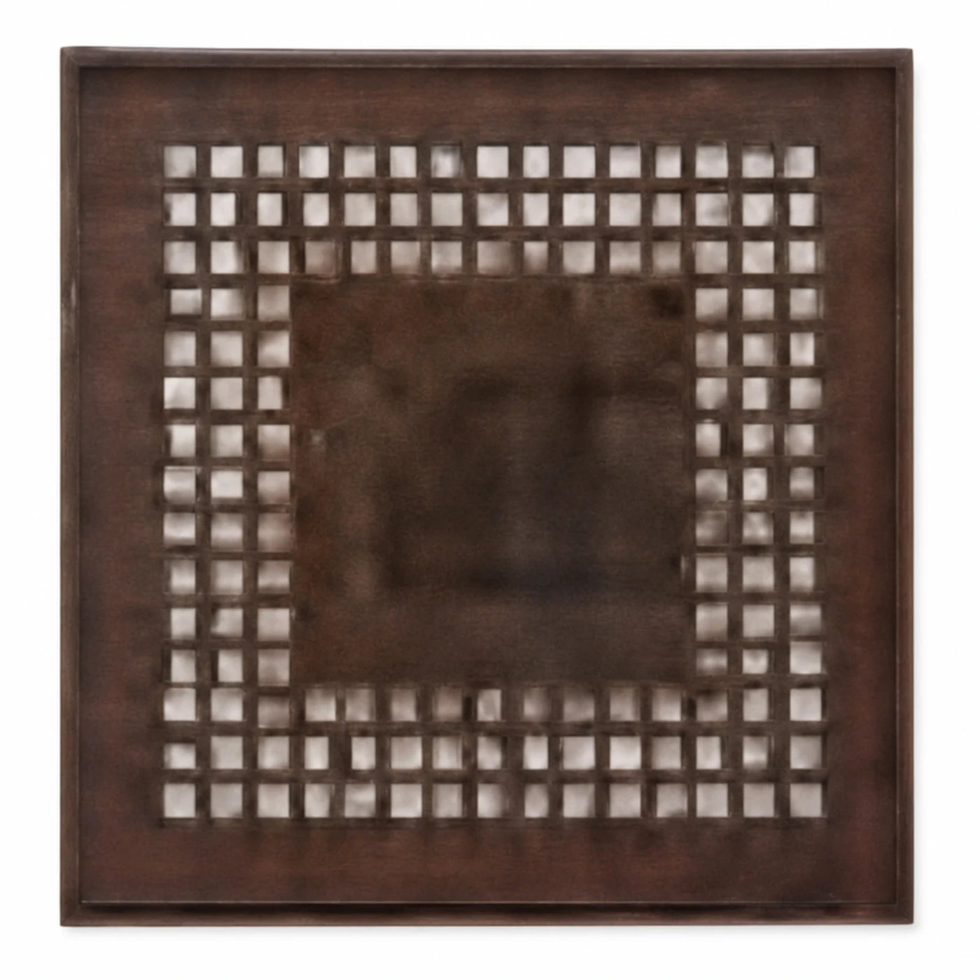 Square Metal Wall Art with Grid Pattern