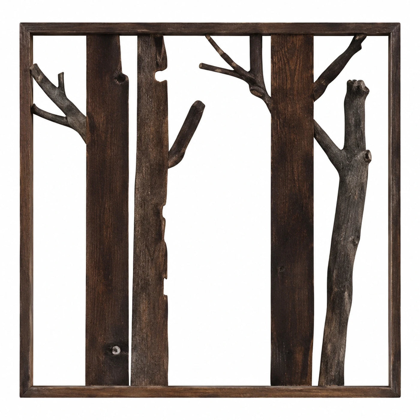 Rustic Dark Wood Wall Panel with Branches