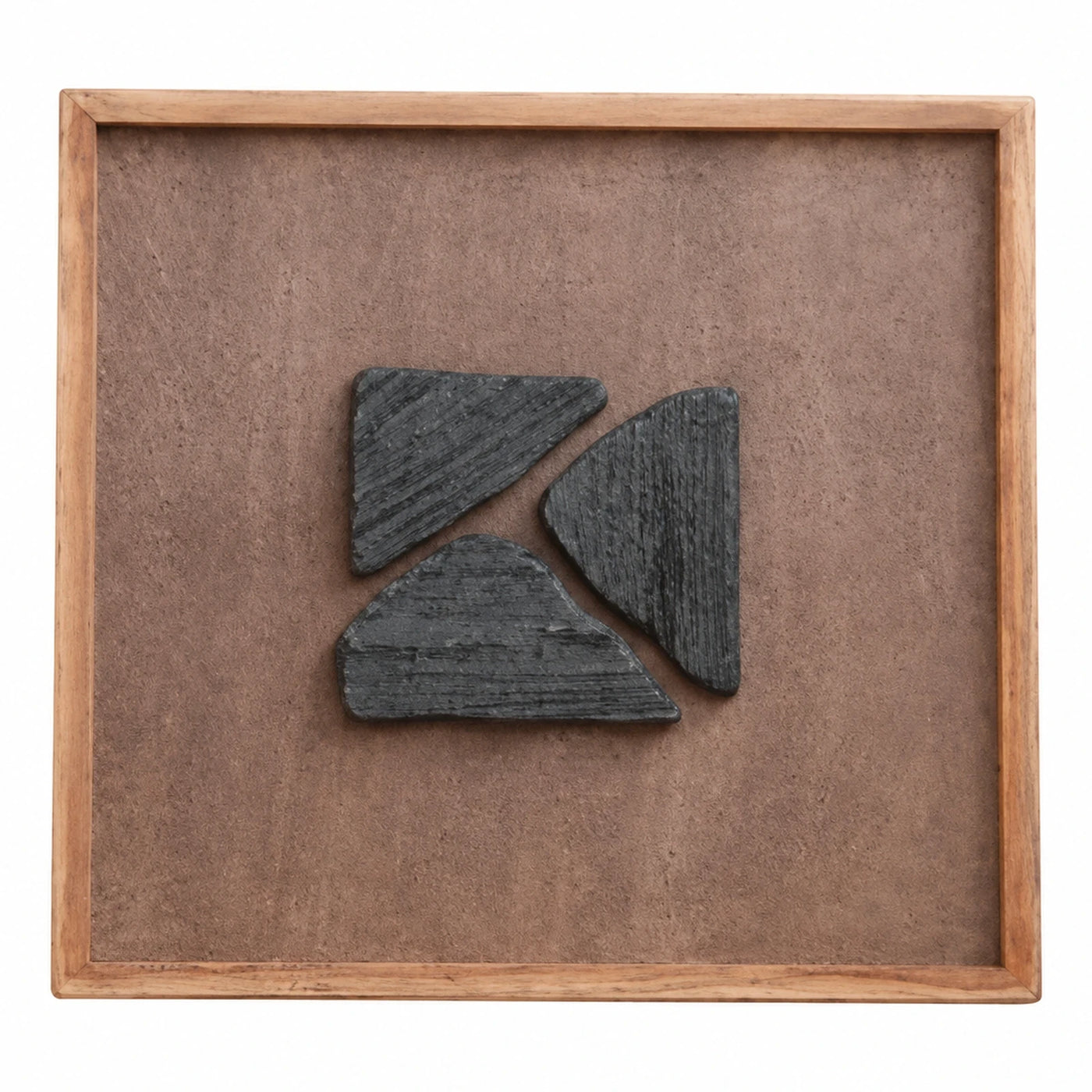 Square Wooden Frame Abstract Stone Wall Art