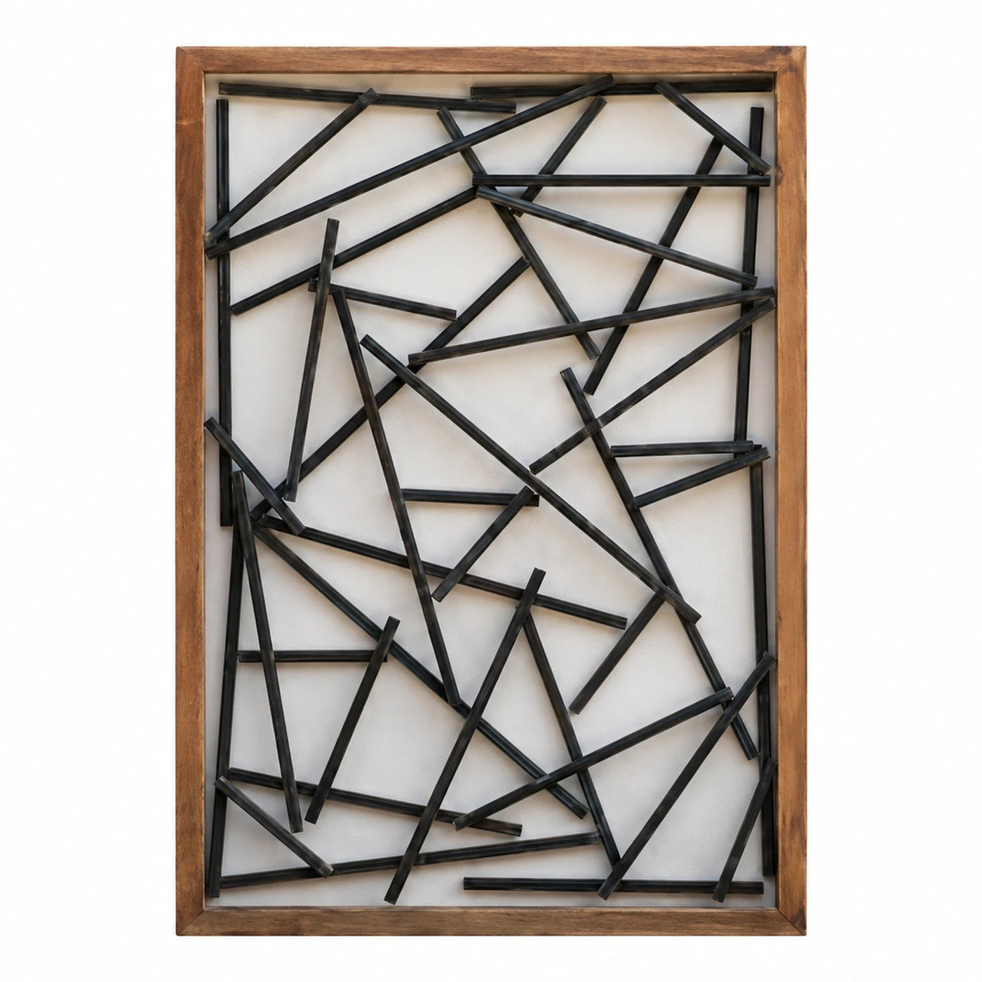Wooden Frame Abstract Black Stick Wall Art