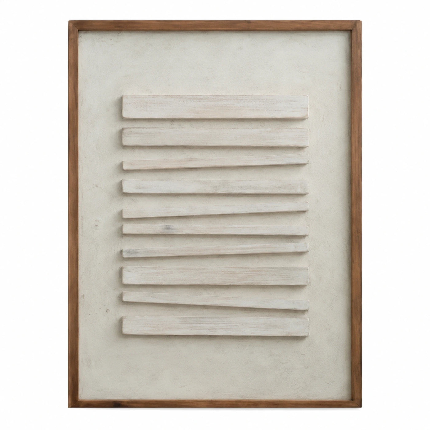 Framed White Wood Slats Wall Art