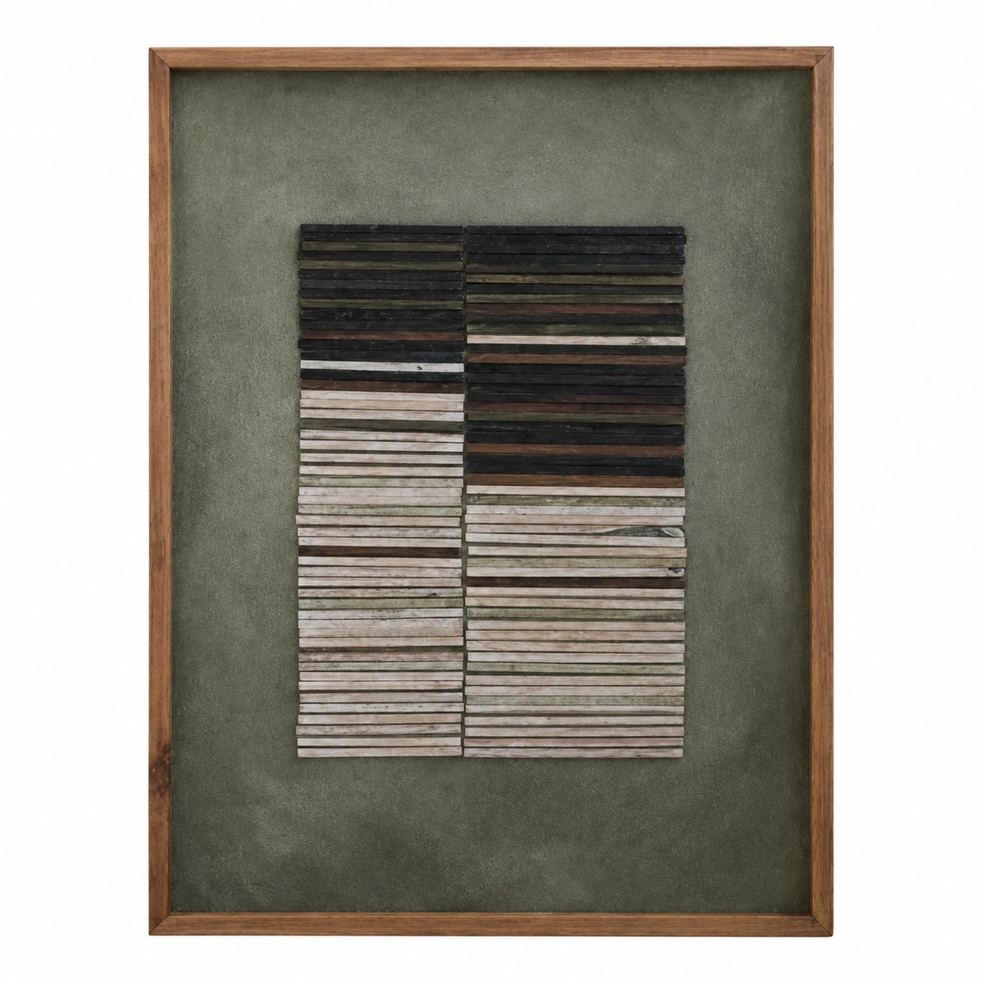 Framed Reclaimed Wood Mosaic Wall Art Panel
