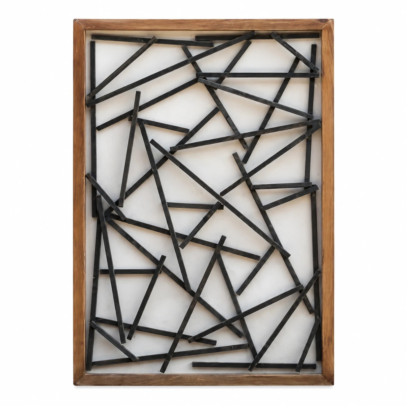 Wooden Framed Abstract Metal Wall Art Panel