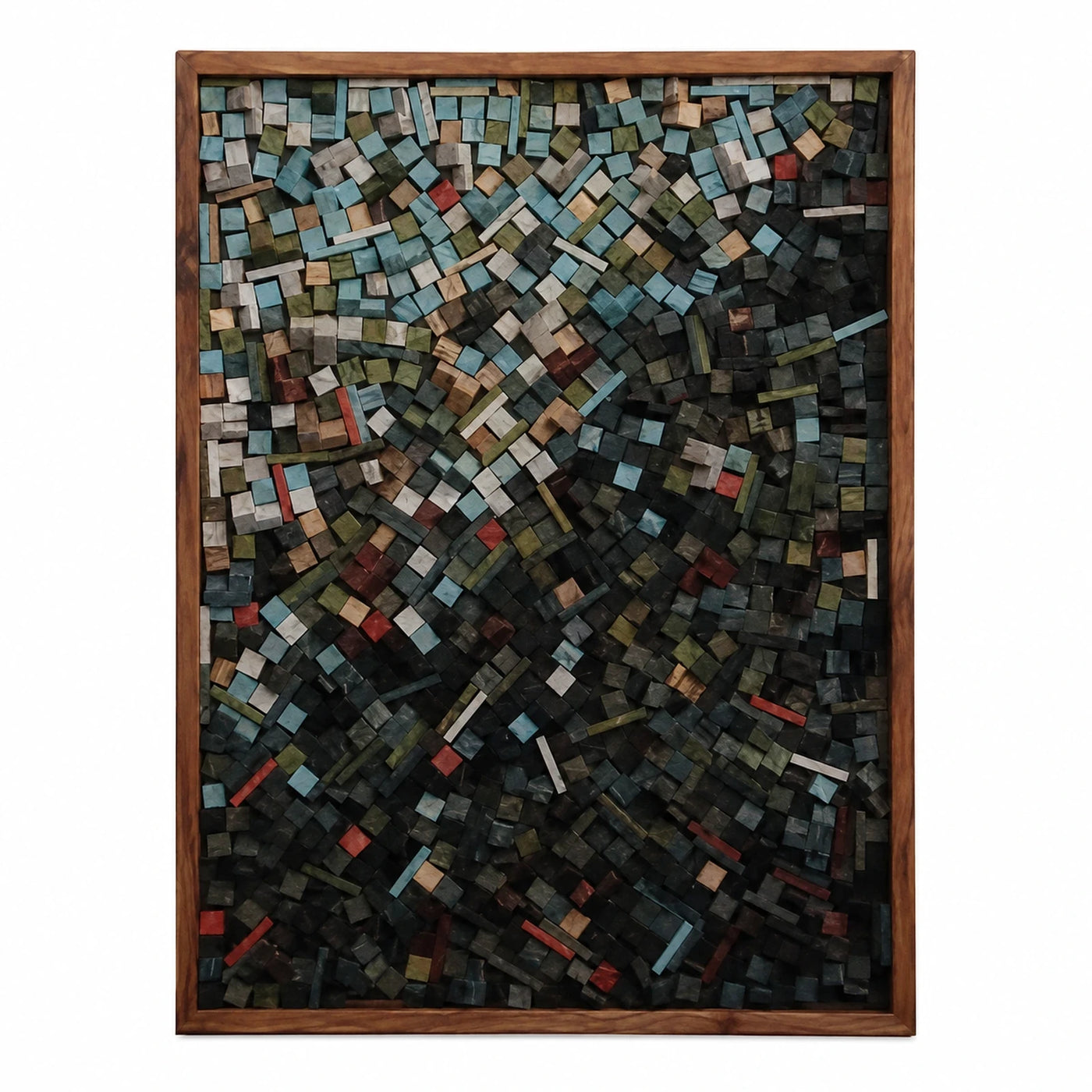 Abstract Mosaic Wood Block Wall Art Panel