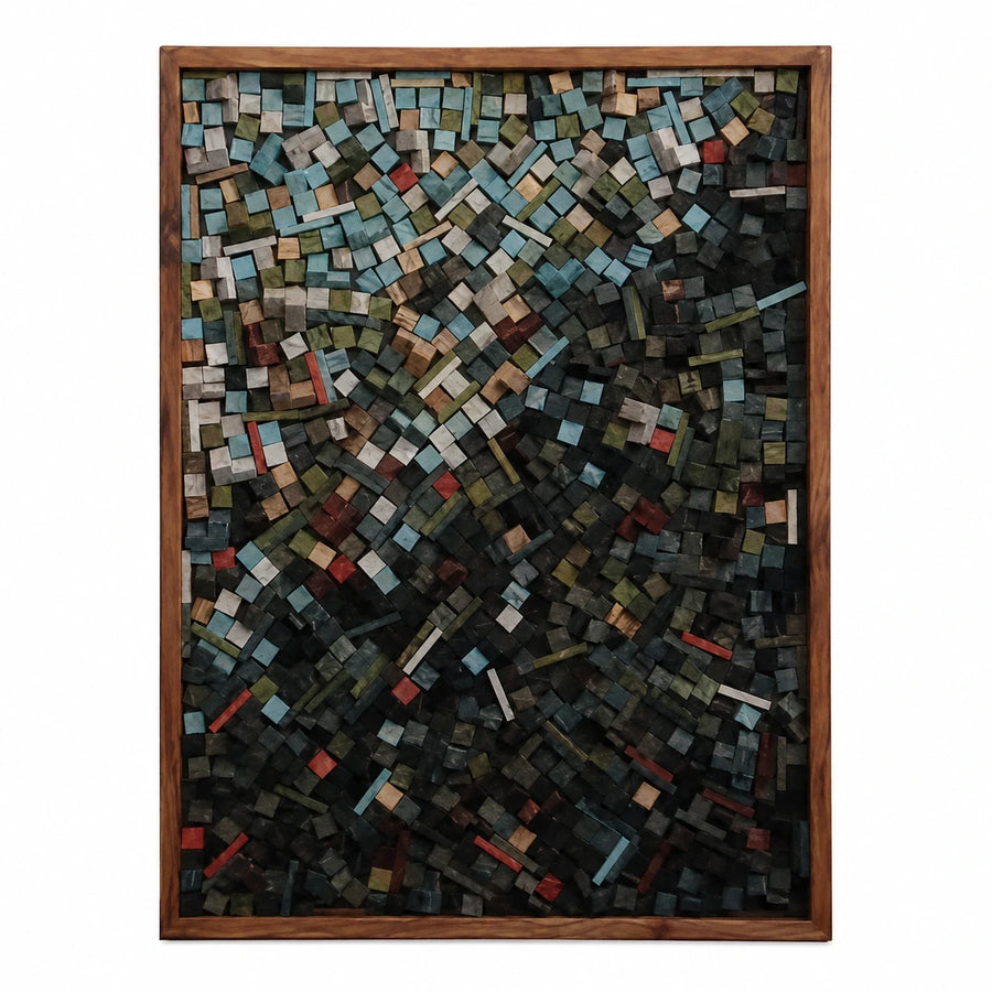 Abstract Mosaic Wood Block Wall Art Panel
