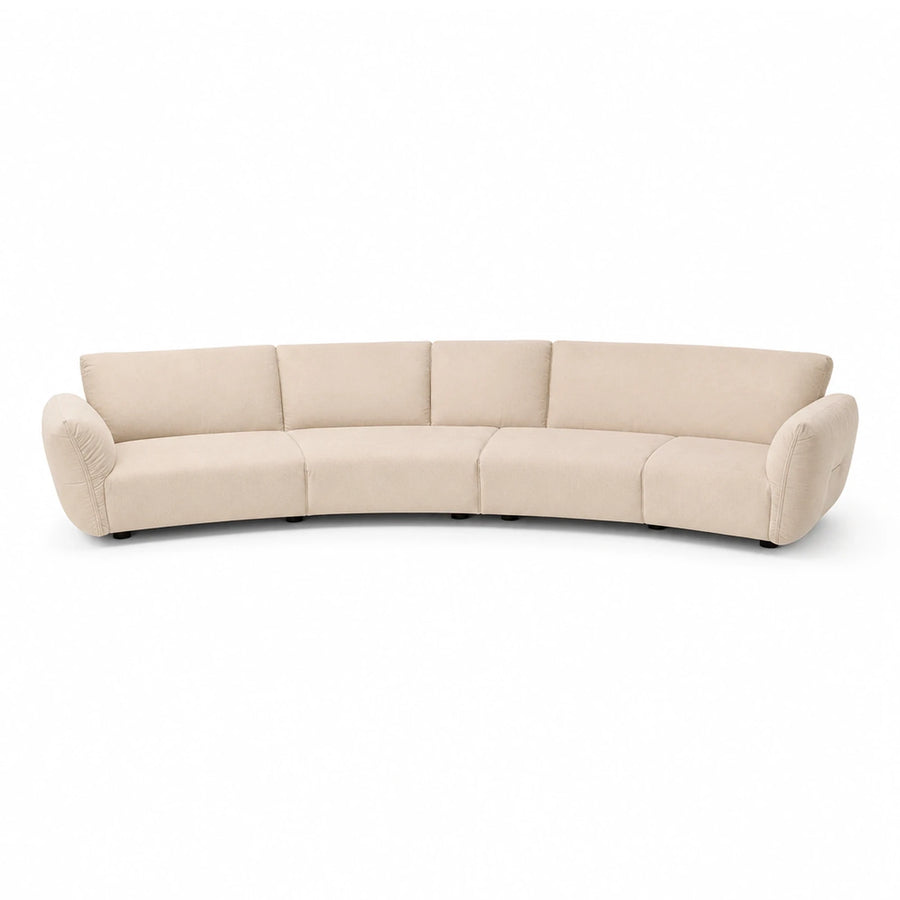 Curved Beige Fabric Modular Sofa
