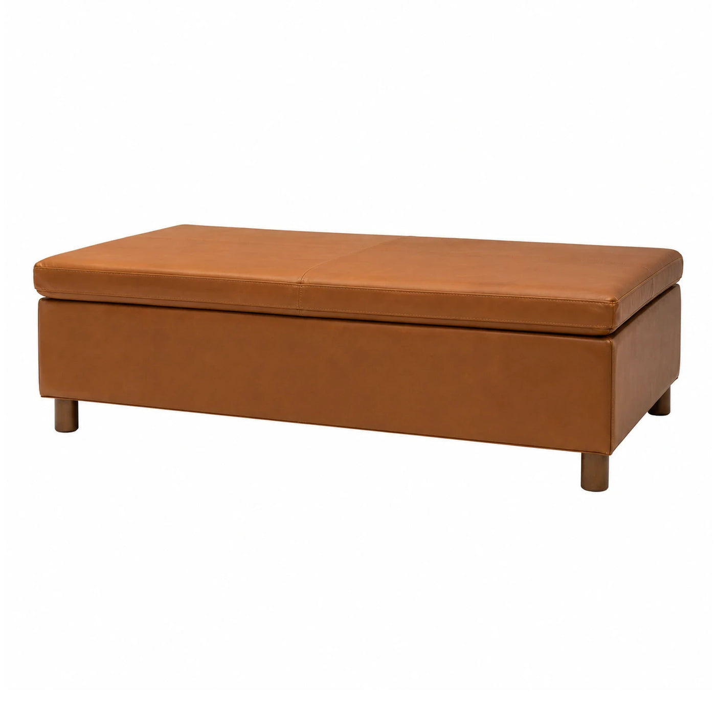 Brown Leather Storage Ottoman Bench