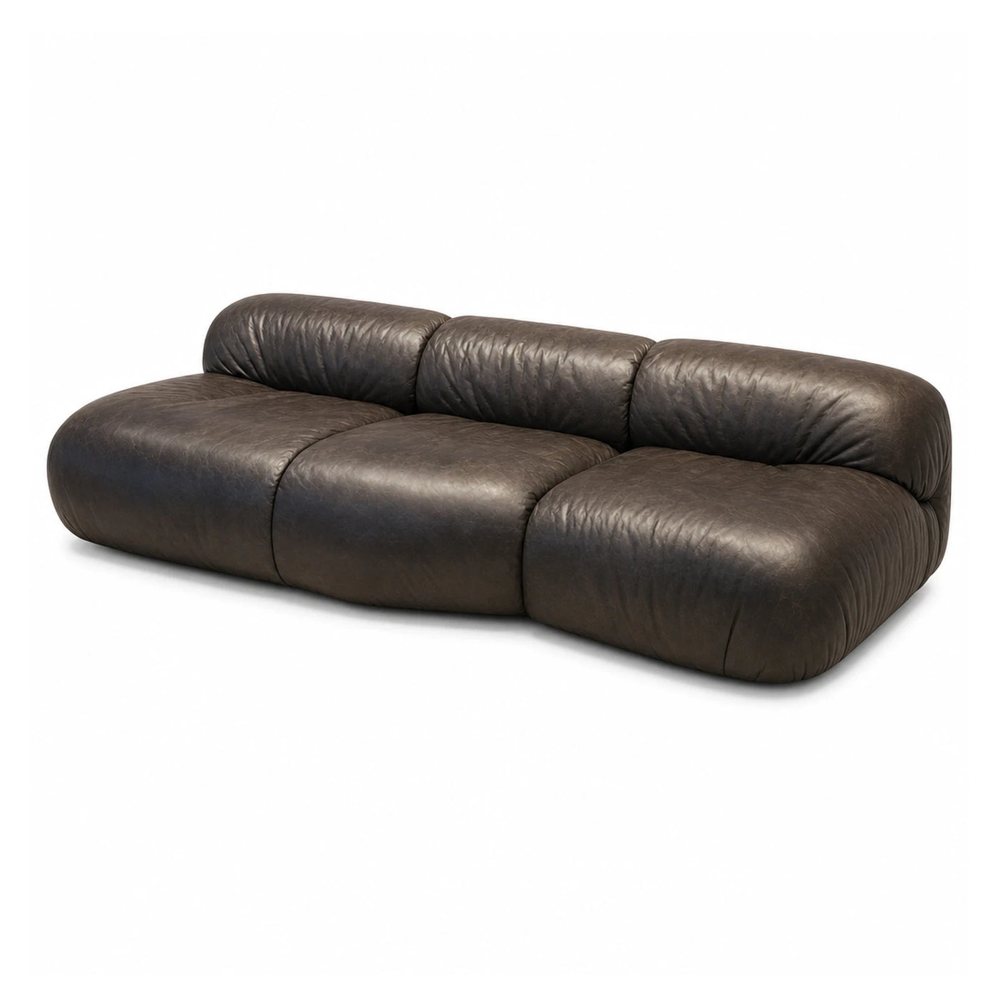 Linear Dark Brown Leather Modular Sofa Sofas