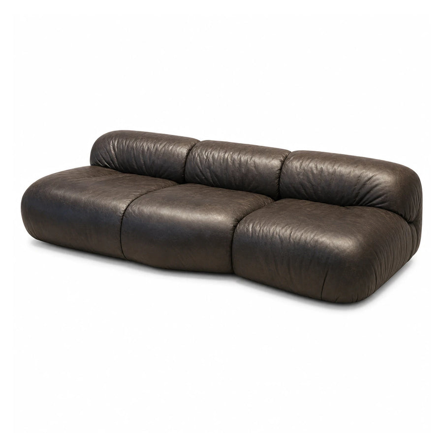 Linear Dark Brown Leather Modular Sofa Sofas