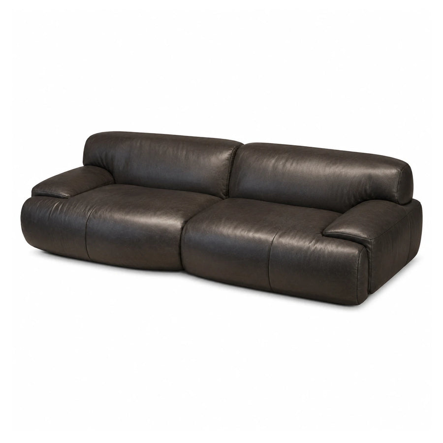 Wide Plank Dark Brown Leather Modular Sofa Sofas