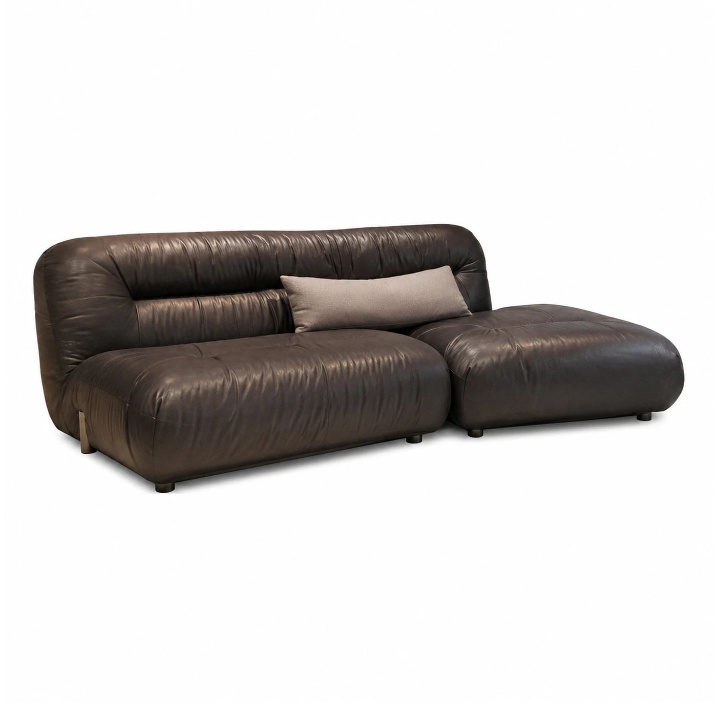 Wide Plank Dark Brown Leather Modular Sectional Sofa Sectionals