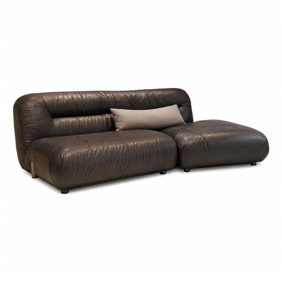 Wide Plank Dark Brown Leather Modular Sectional Sofa Sectionals
