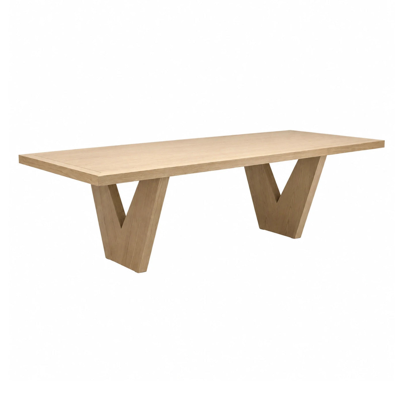 Light Oak Wood Dining Table with V-Legs
